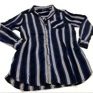 Topshop Side Slit Stripe  Button Down Shirt